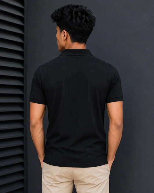 Men's Mercerized Black Polo T-Shirt 260 GSM Premium Cotton